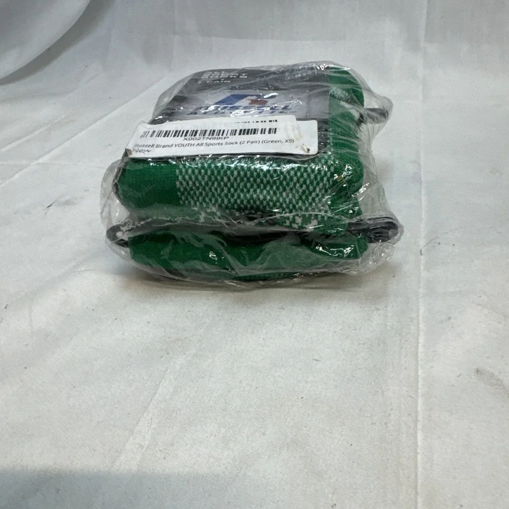 NWT Russell Athletic All Sport Youth Socks 1 Pair Green Fits Shoe Size 3-8 1/2